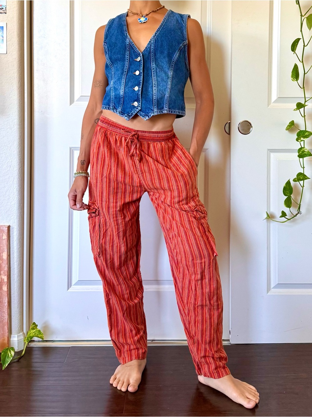 Vintage Pinstriped Hippie Pants - Picture 5 of 7